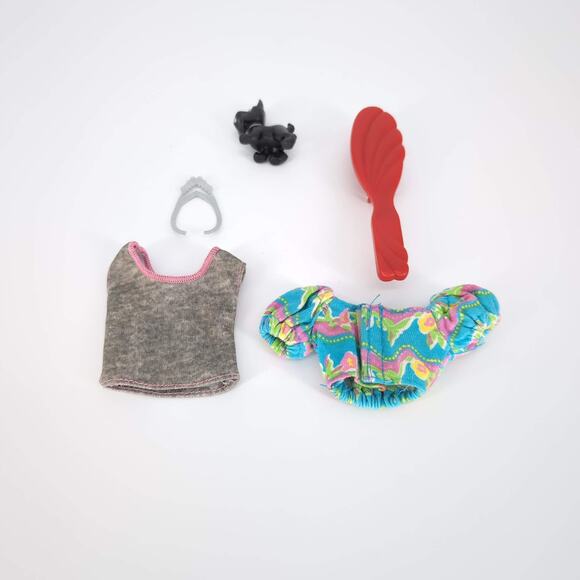 Barbie 5 Item Bundle - 2 Tops, 1 Red Hair Brush, 1 Gray/Grey Tiara & 1 Black Dog - Picture 12 of 12
